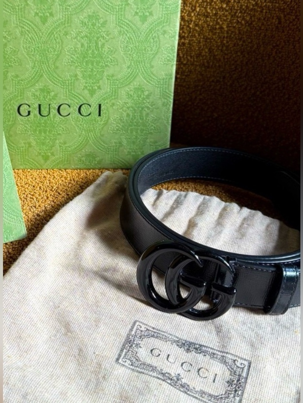 Gucci Black Marmont belt with black buckle - pristine - worn once - size 95 cm
